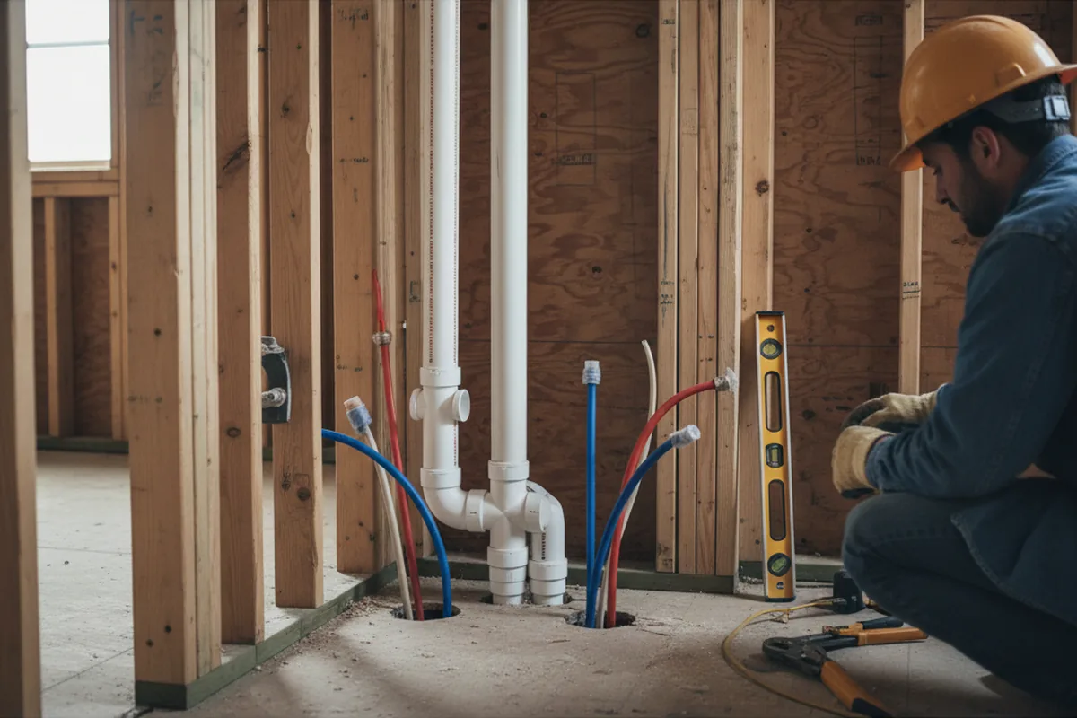 Drain and supply rough-in during Leak Detection in Union Mills
